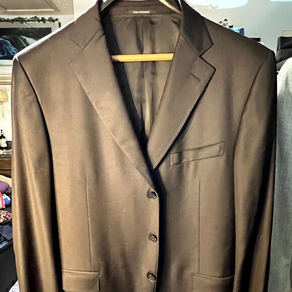 Ermenegildo Zegna Black 100% Wool Suit Jacket SZ 56R - Picture 1 of 8
